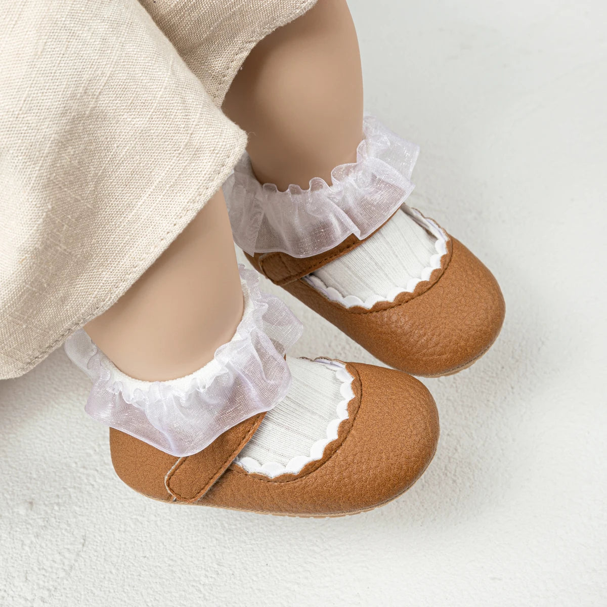 Meckior Infant Leather Anti Slip First Walkers Shoes Girls