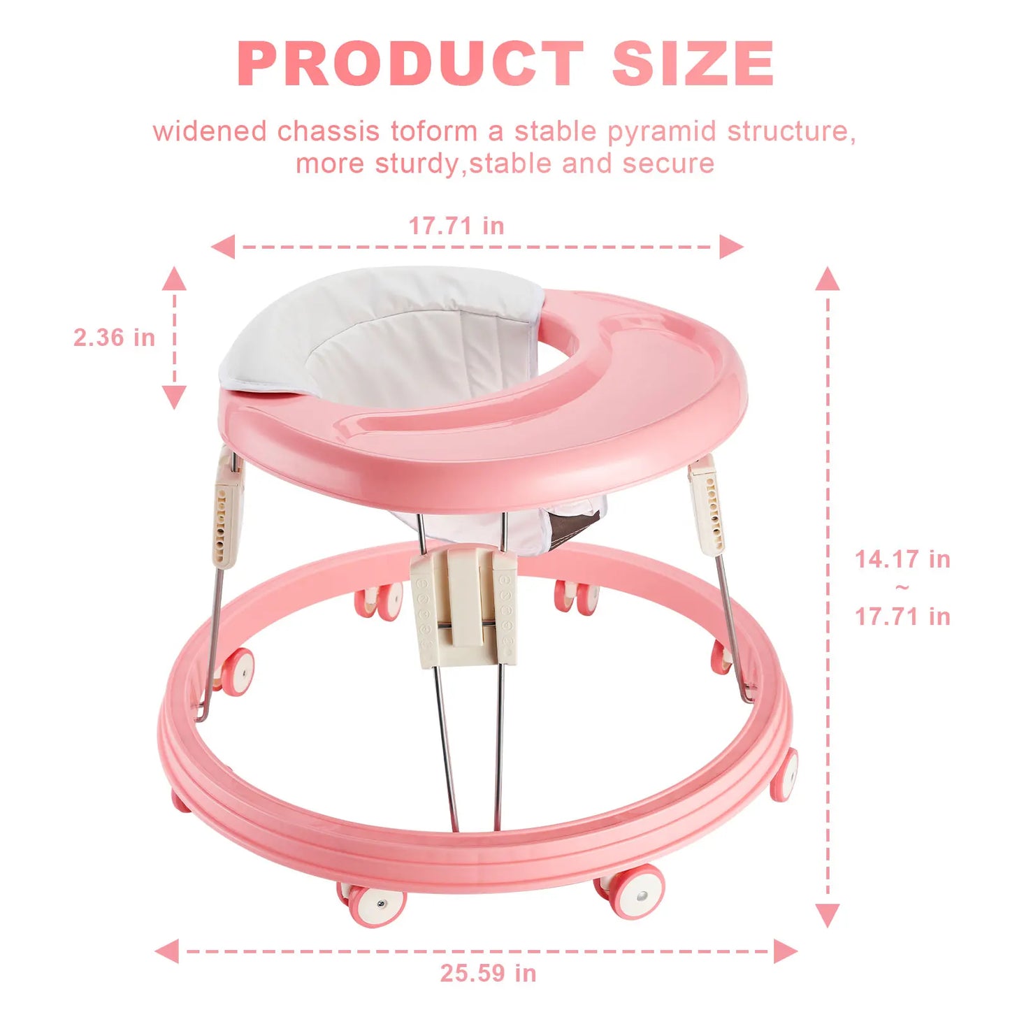 Foldable Baby Walker With Anti Roll Over 5 Levels Portable