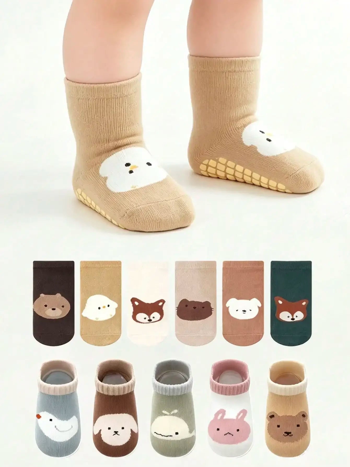 Cotton Newborn Baby Anti Slip Floor Socks With Silicone Grips