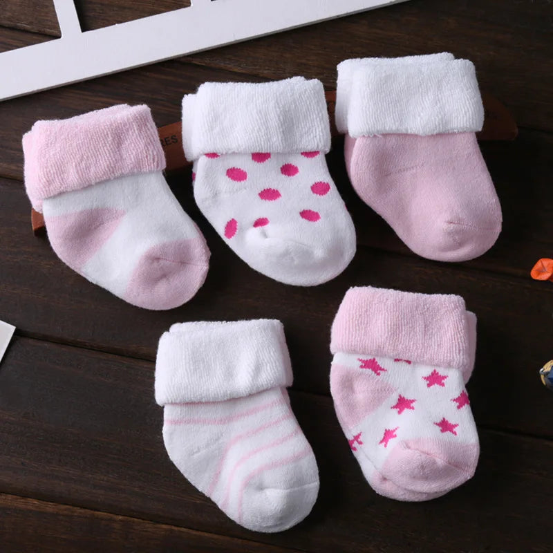 Unisex NonSkid Baby Socks 0-12 Months Cotton 5 Pairs