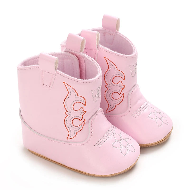 Leather Western Baby Boots Cowboy Booties Soft Sole Non Slip