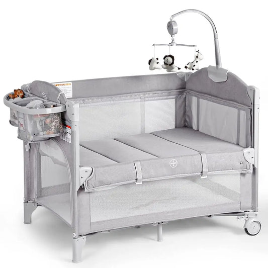 4in1 Portable Crib With Mattress Changer Storage Music Box Bag