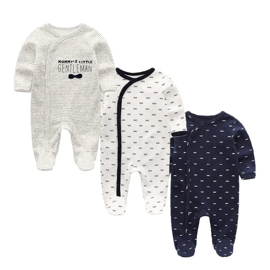 Cotton Baby Romper Footies Set 3 Pieces Unisex All Seasons