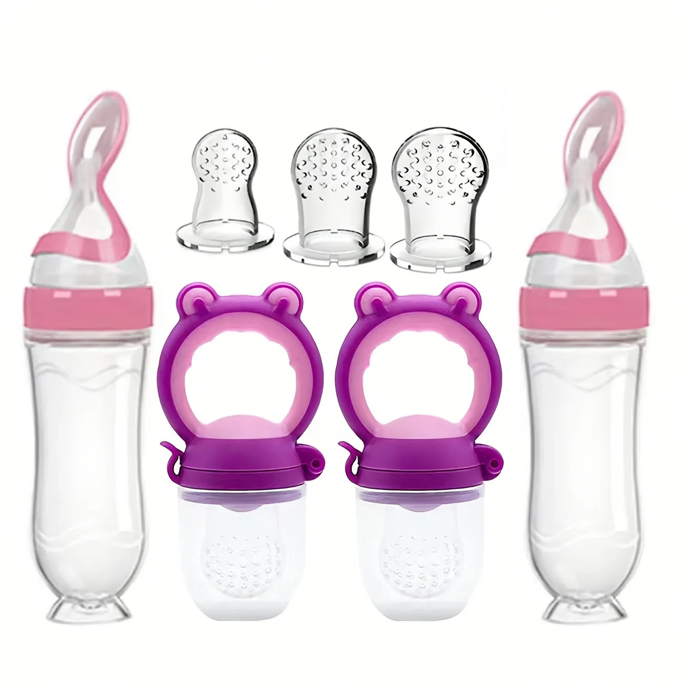 Roroy 7 Piece Baby Feeding Set With Silicone Bottles Nipples
