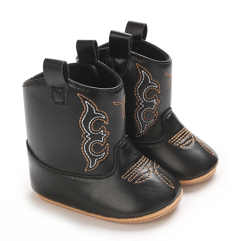 Leather Western Baby Boots Cowboy Booties Soft Sole Non Slip