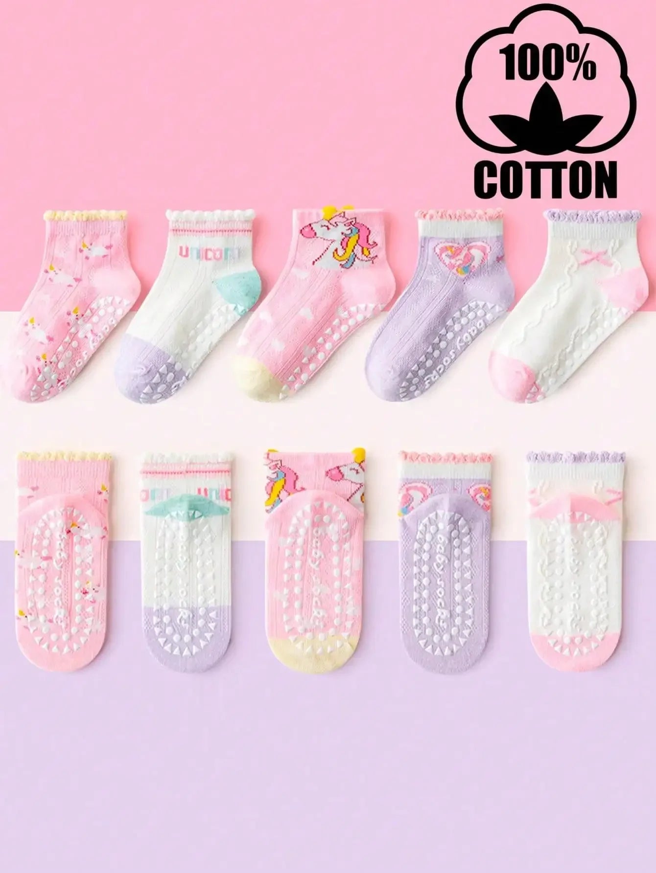 Cotton Newborn Baby Anti Slip Floor Socks With Silicone Grips