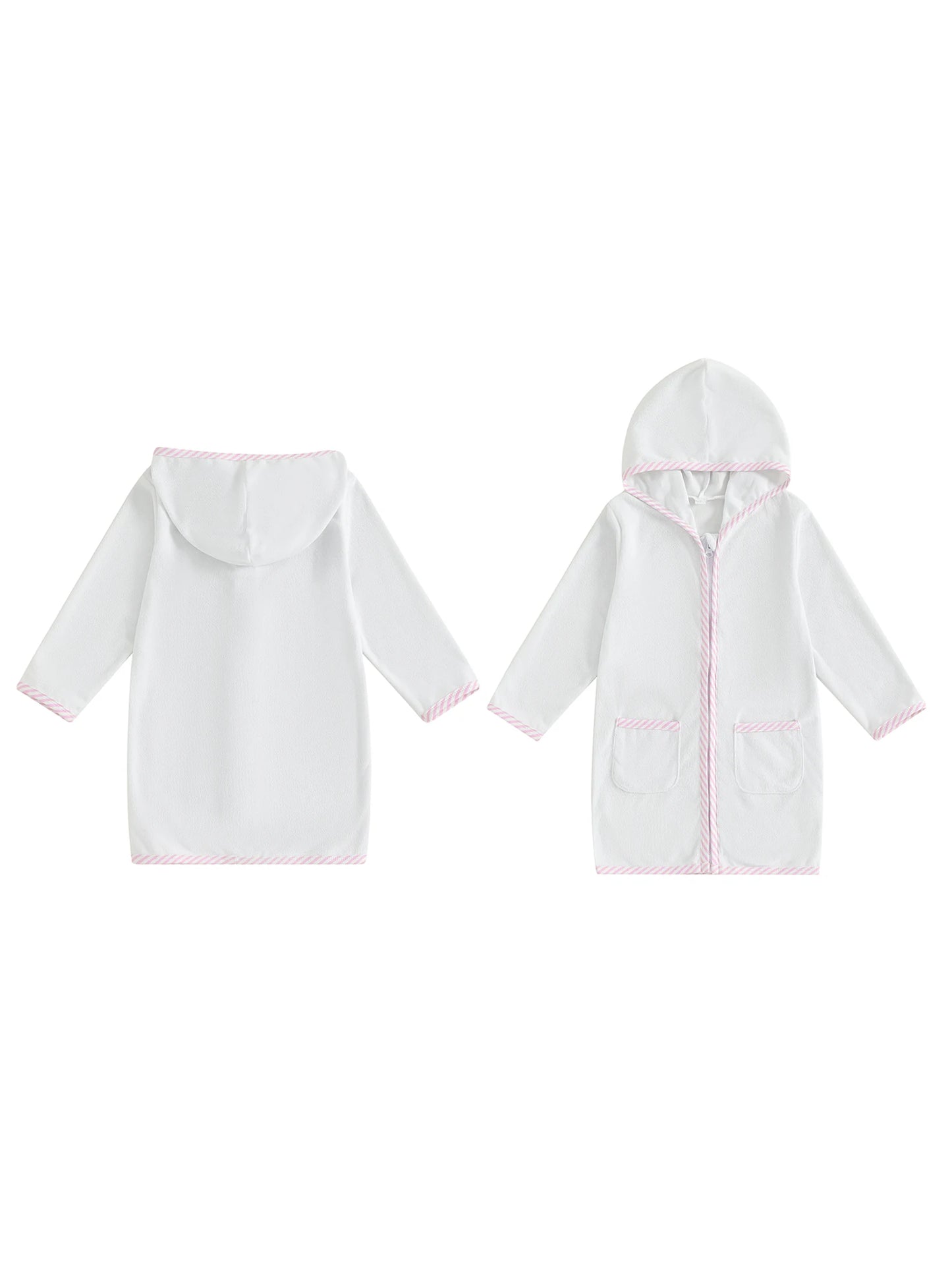 Kids Hooded Beach Towel Poncho With Zipper Swim Cover Up For Boys