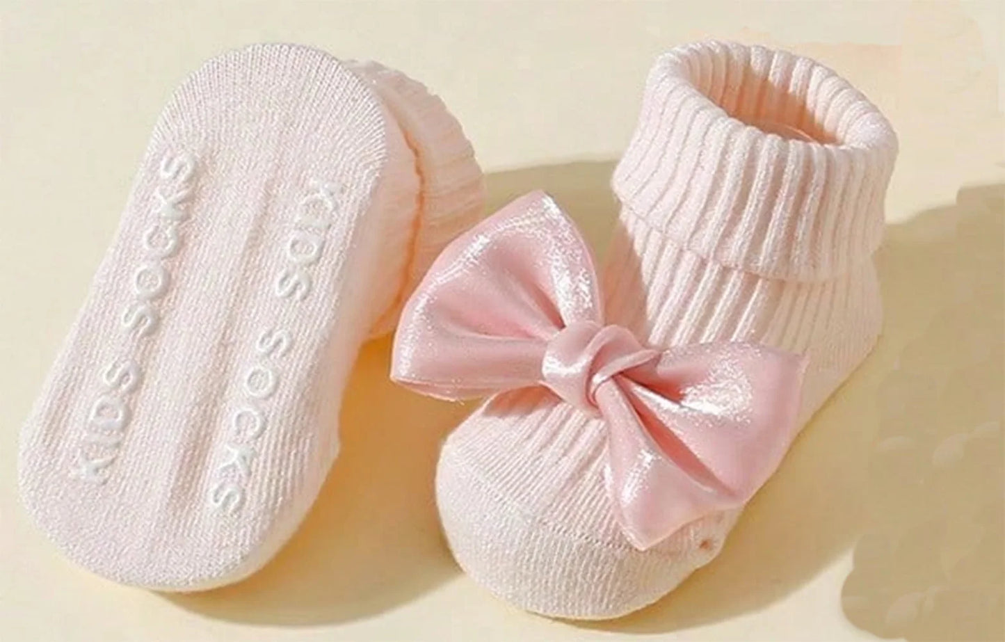 Soft Cotton Toddler Socks With Bows For Girls Anti Slip
