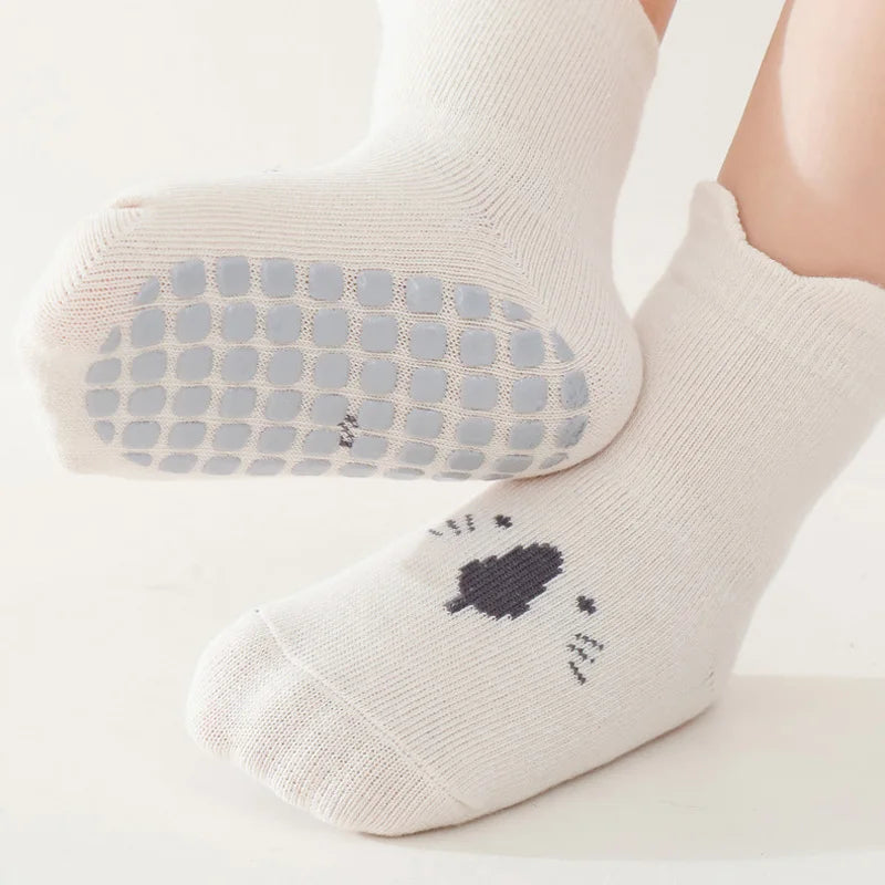 Baby Non Slip Socks Cartoon Animals Pattern Breathable Kids Indoor Socks