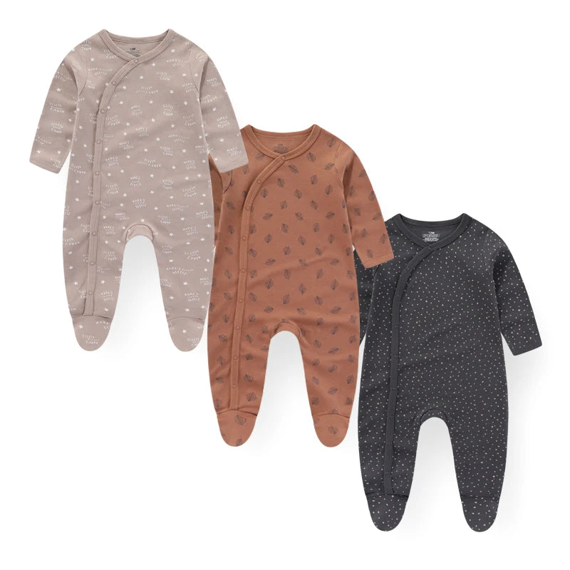 Cotton Baby Romper Footies Set 3 Pieces Unisex All Seasons