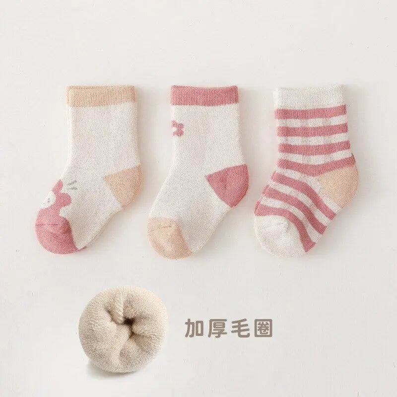Baby Socks 3 Pack Thick Warm Cotton Polyester All Seasons Unisex