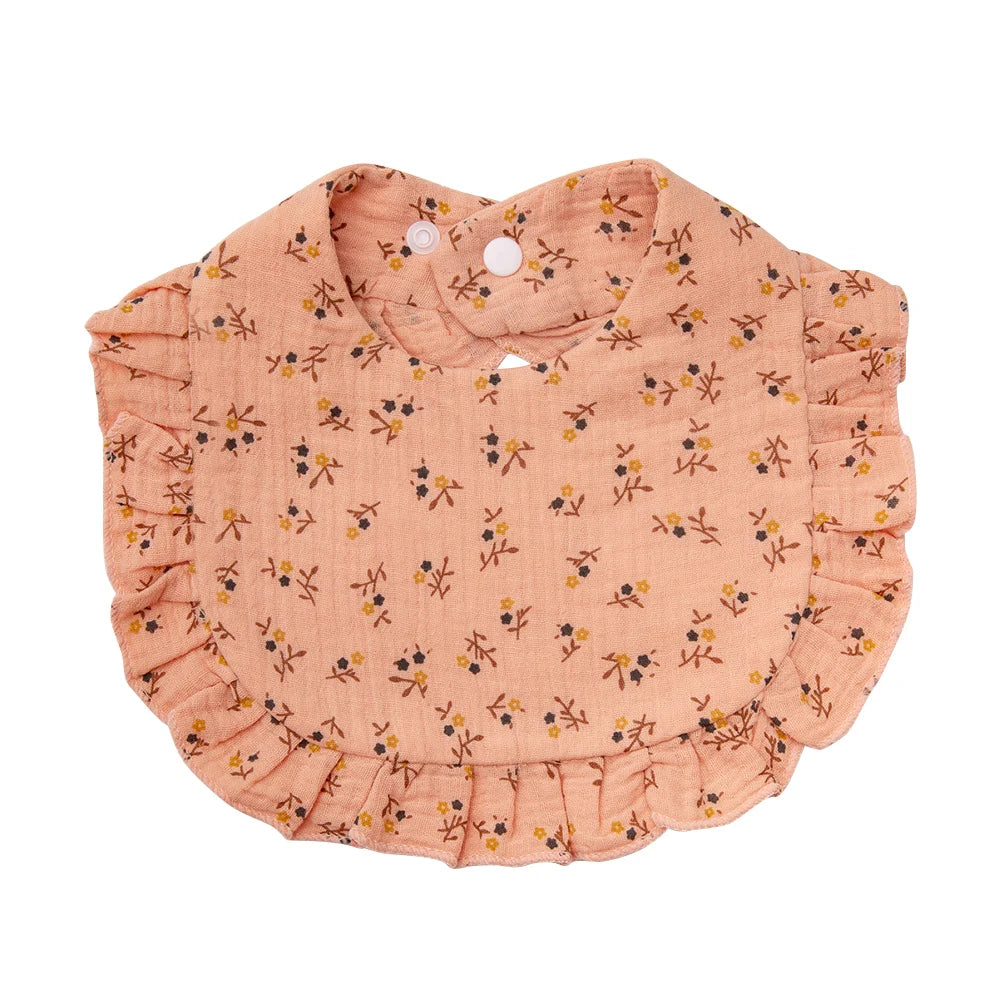 Flower Print Baby Bibs With Adjustable Snap Towel Burp Cloths
