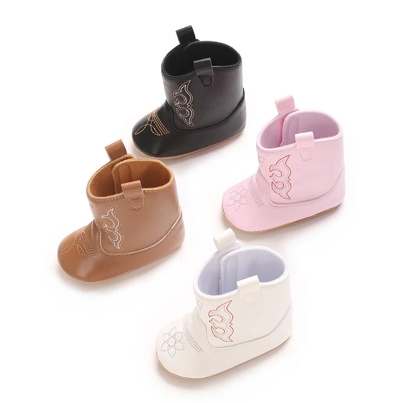 Leather Western Baby Boots Cowboy Booties Soft Sole Non Slip
