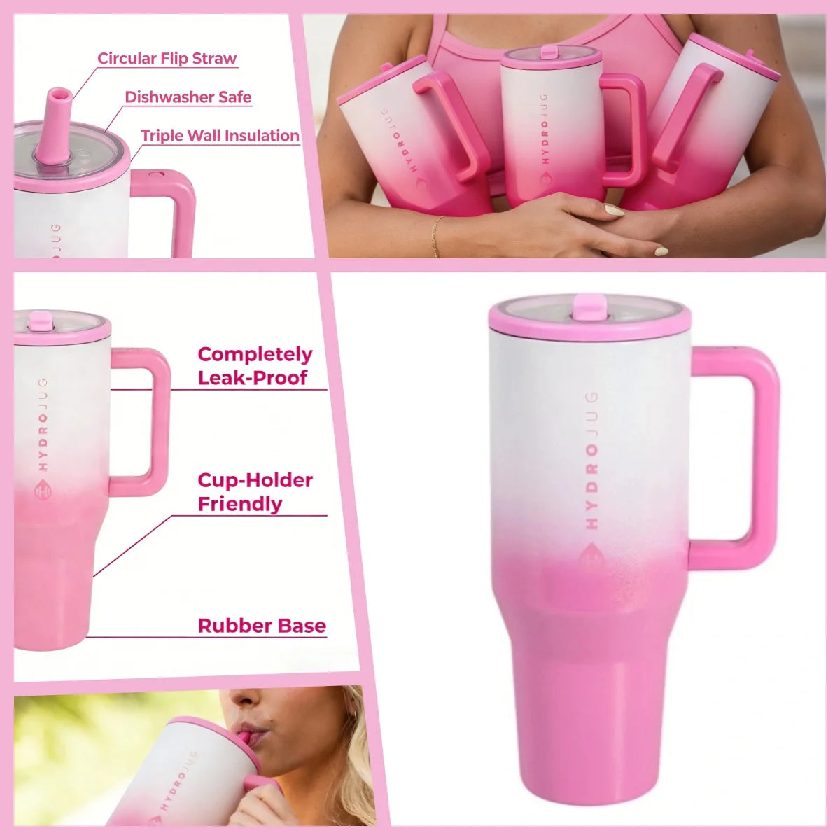 Traveler Water Bottle With Handle Flip Straw Insulated Stainless Steel
