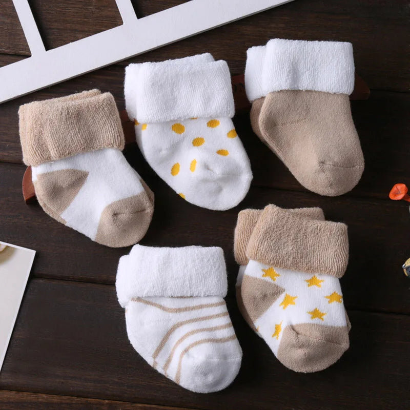 Unisex NonSkid Baby Socks 0-12 Months Cotton 5 Pairs