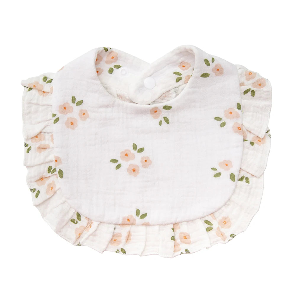 Flower Print Baby Bibs With Adjustable Snap Towel Burp Cloths