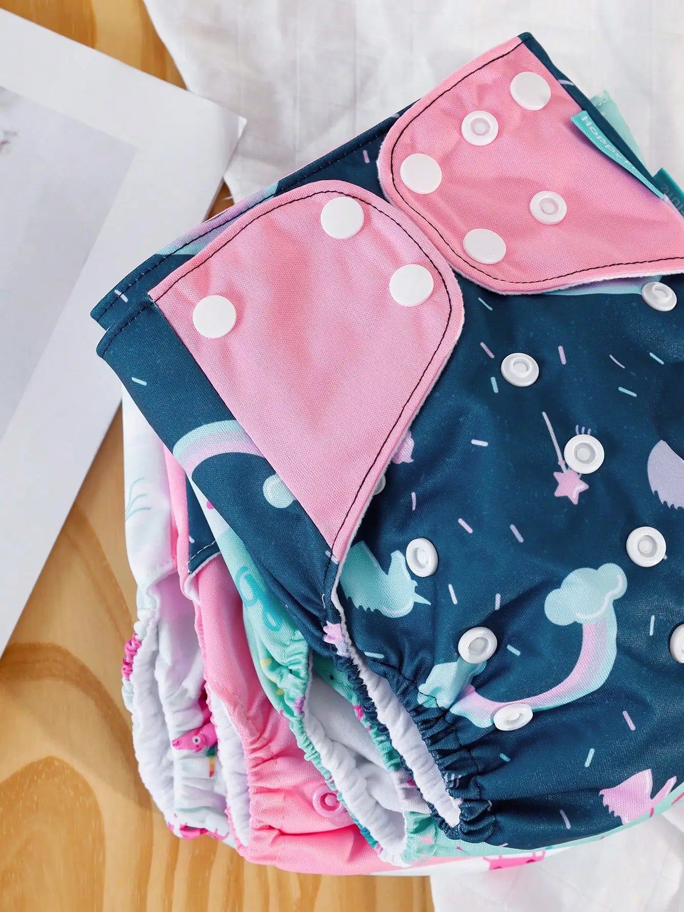 4 Pack Reusable Cloth Diapers With Quick-Dry Fleece Lining Pocket Covers