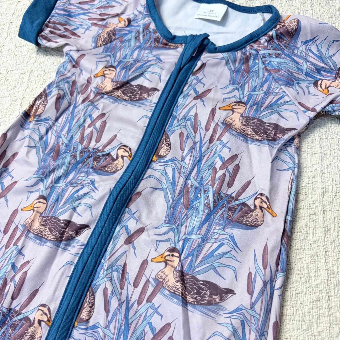 Baby Boy Summer Zipper Romper With Duck Design Casual Wear