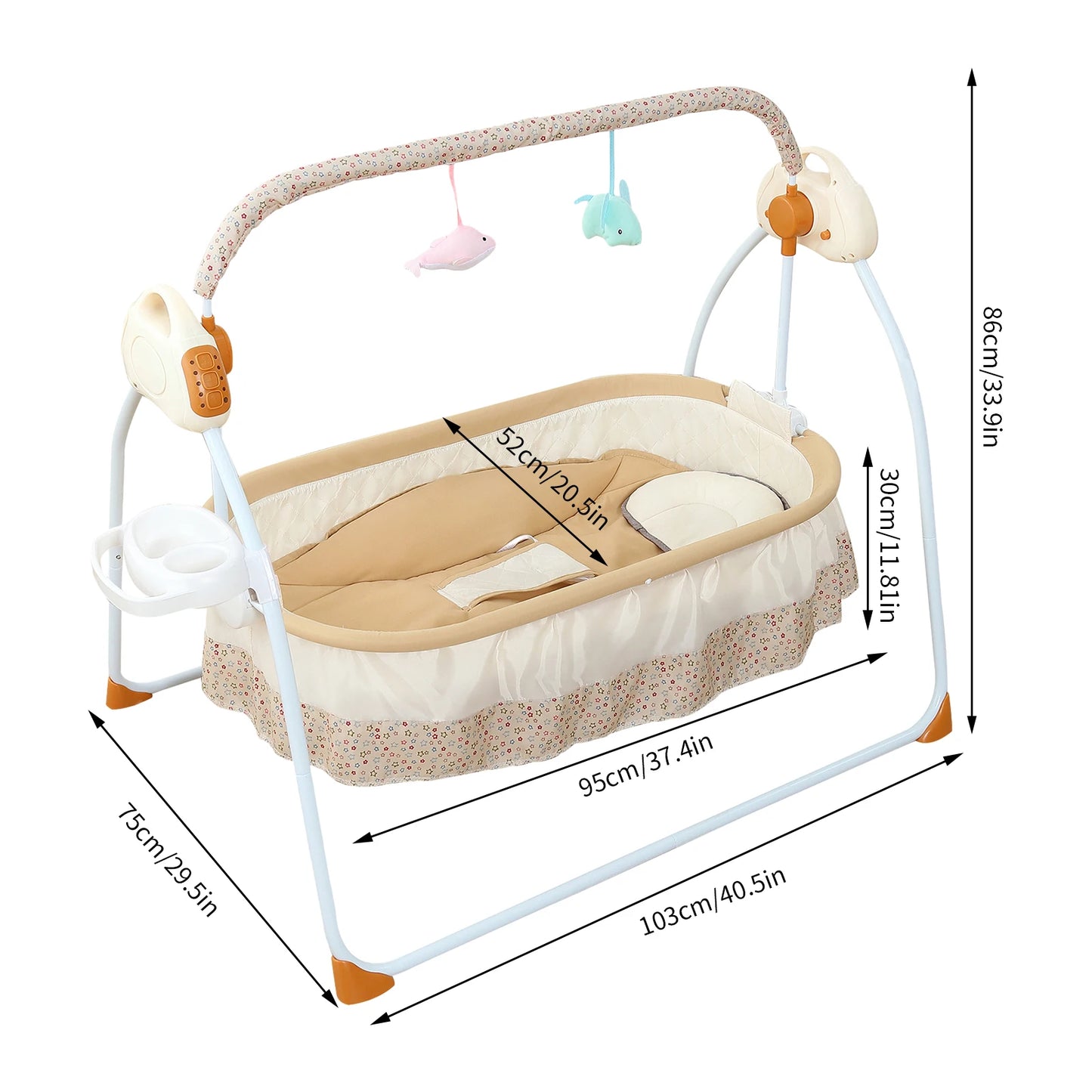 Electric Baby Cradle With Music Mosquito Net And Swing