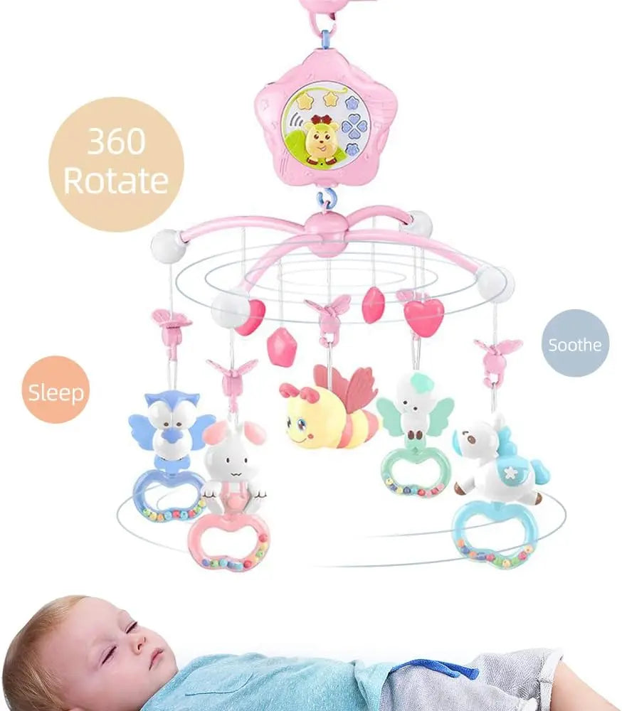 Musical Crib Mobile With Lights Remote Control Projection For Babies