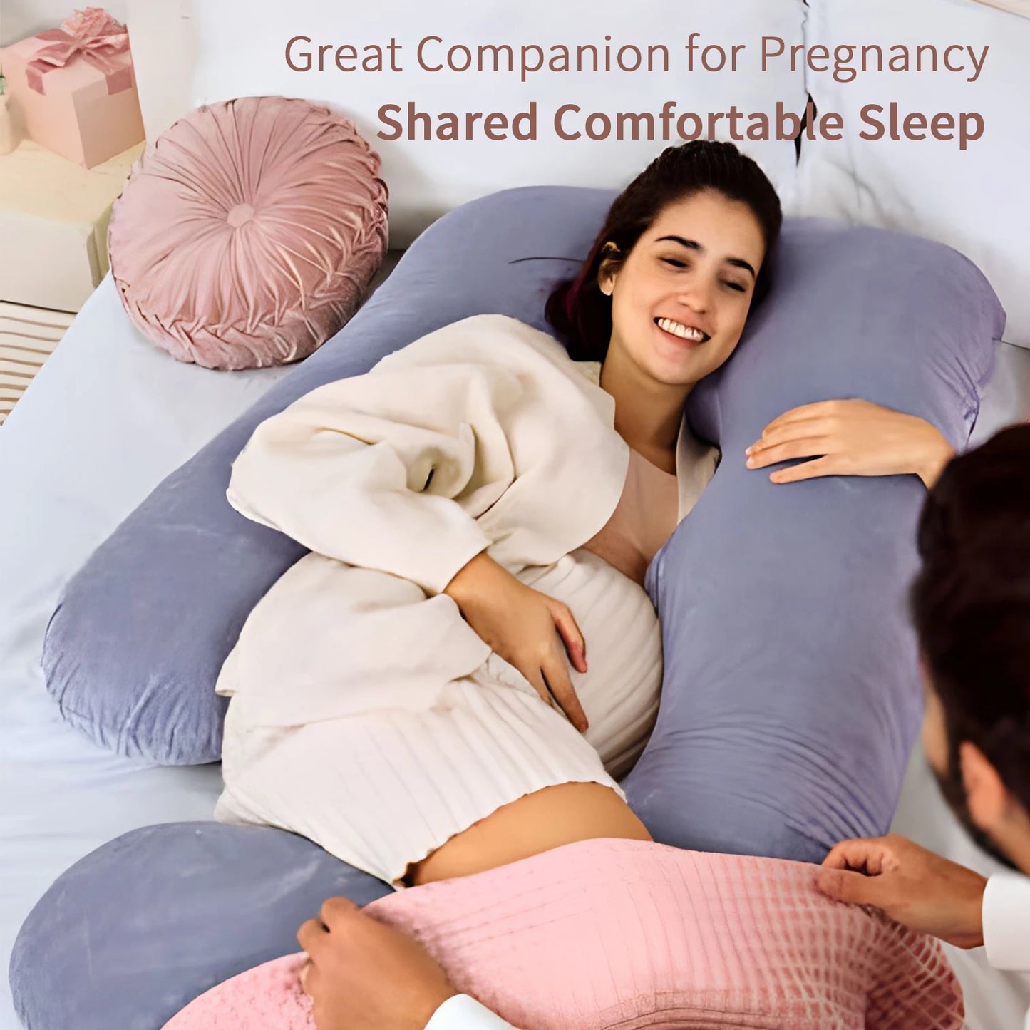G Shaped Pregnancy Pillow With Removable Cover For Full Support