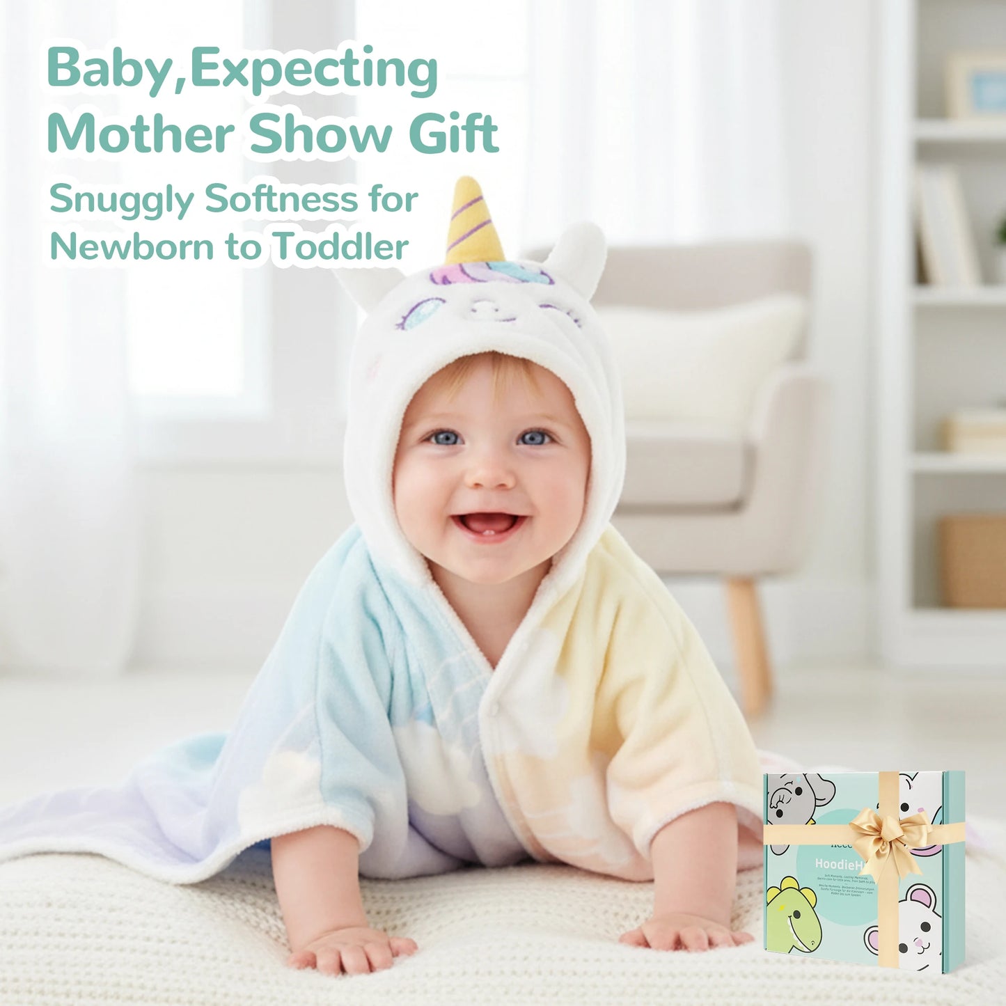 HECCEI Hooded Baby Towels HoodieHug Ultra Soft Coral Fleece Bath Towel
