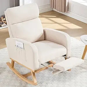DAFIFY Teddy Rocker Glider Rocking Chair For Nursery High Back