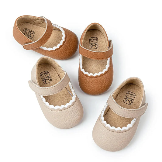 Meckior Infant Leather Anti Slip First Walkers Shoes Girls