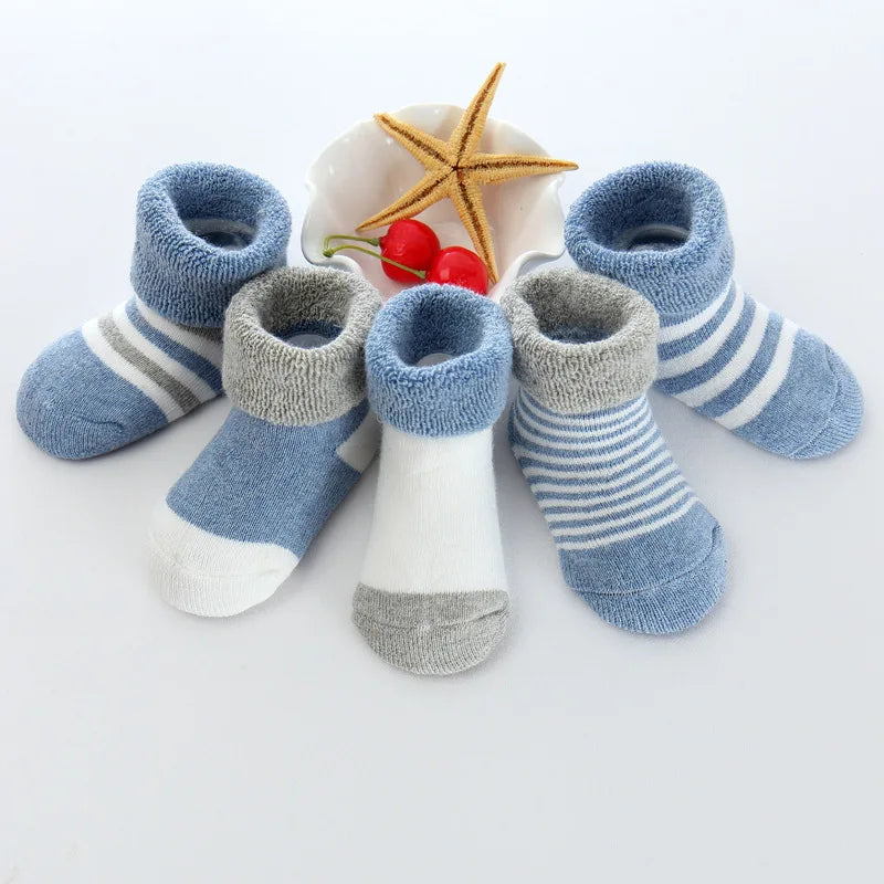 Unisex NonSkid Baby Socks 0-12 Months Cotton 5 Pairs
