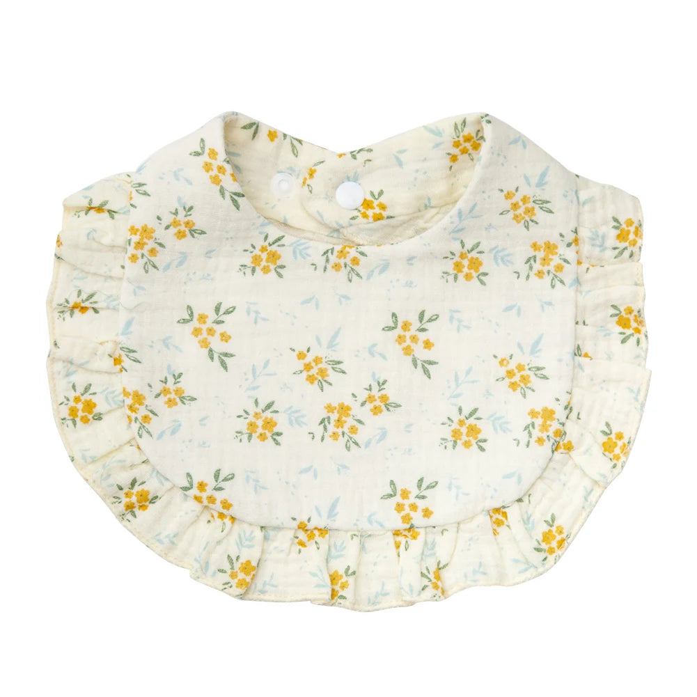 Flower Print Baby Bibs With Adjustable Snap Towel Burp Cloths