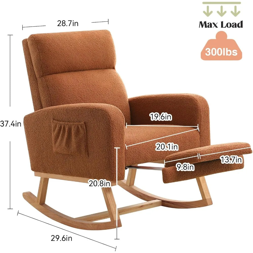 DAFIFY Teddy Rocker Glider Rocking Chair For Nursery High Back