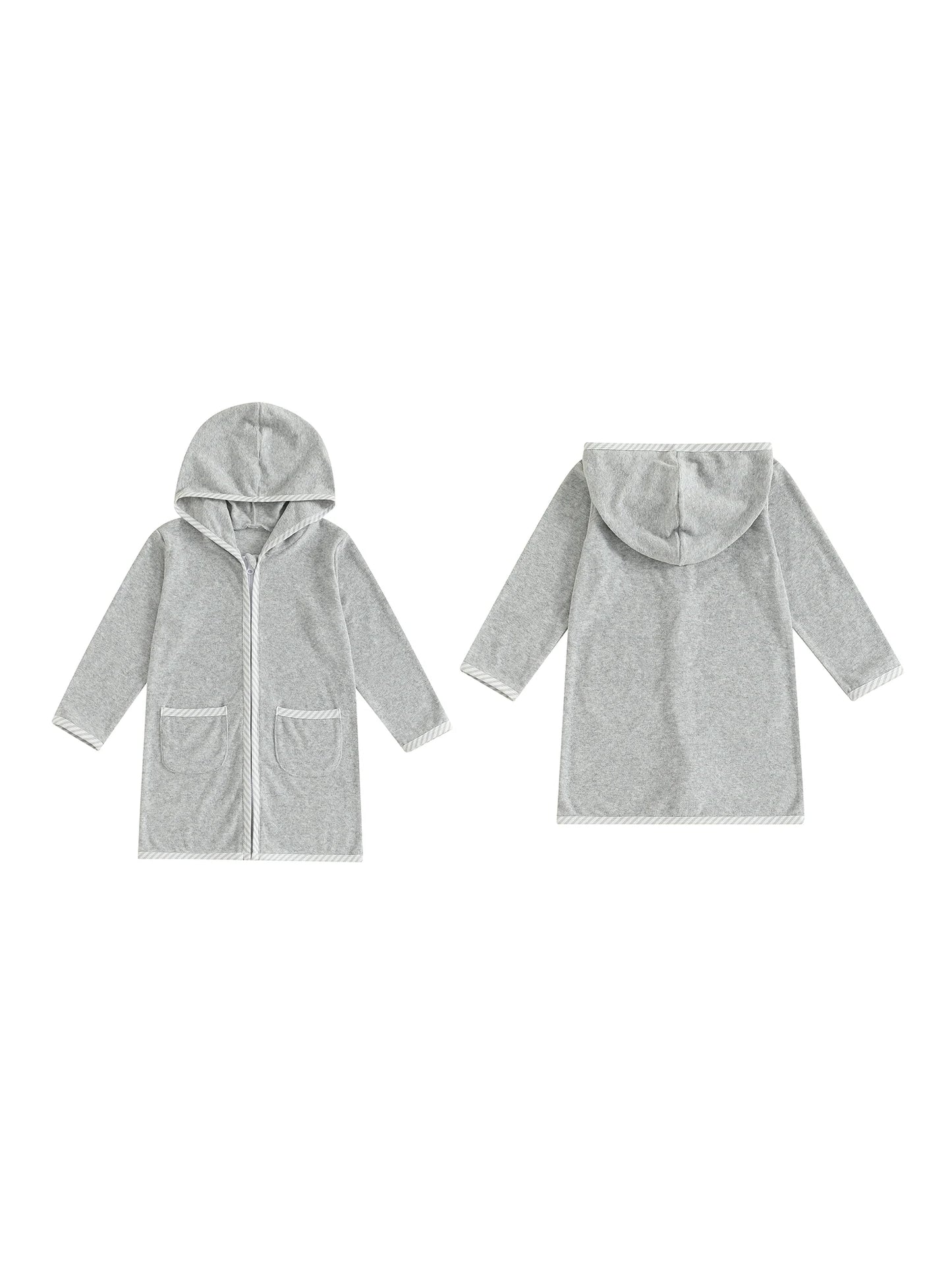 Kids Hooded Beach Towel Poncho With Zipper Swim Cover Up For Boys