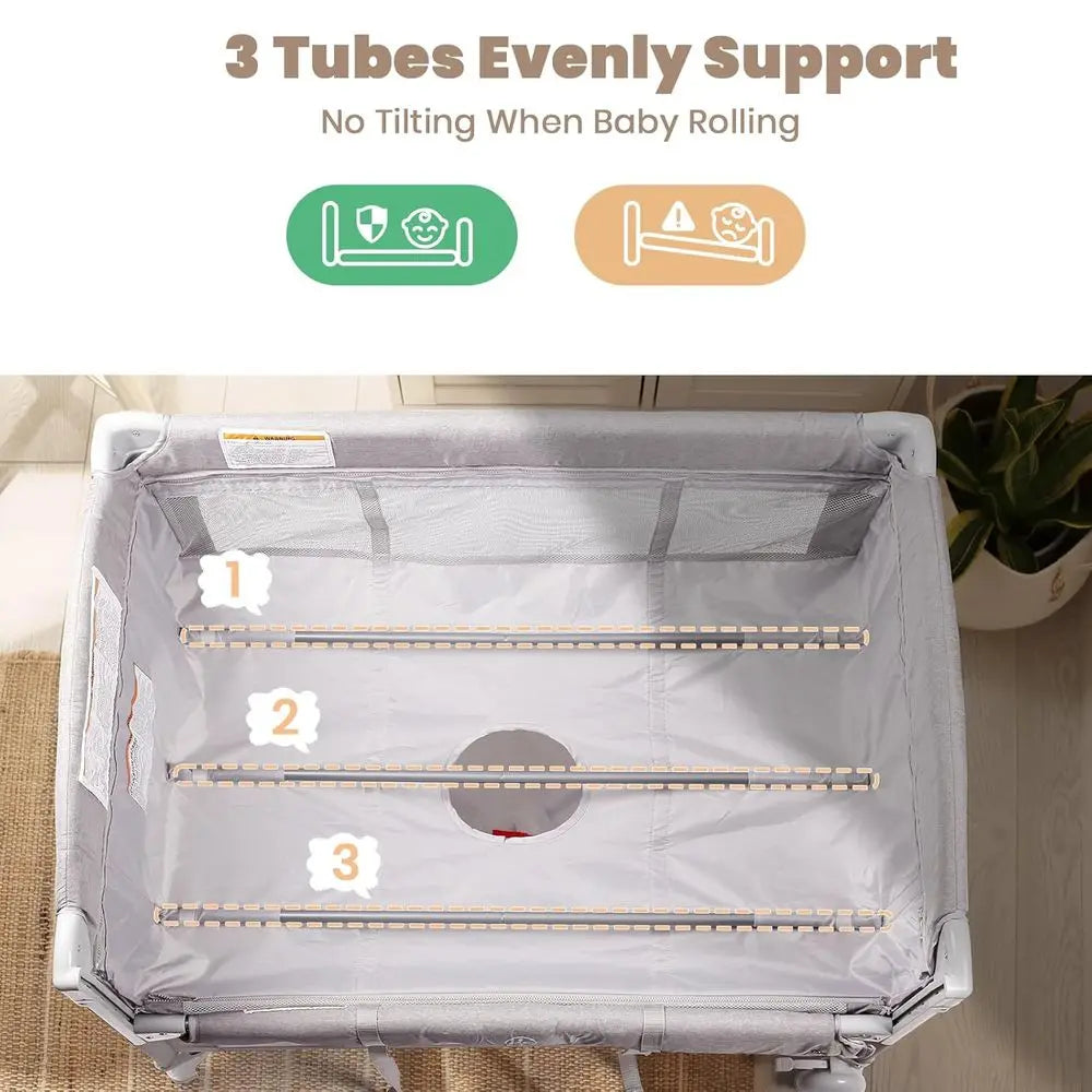 4in1 Portable Crib With Mattress Changer Storage Music Box Bag