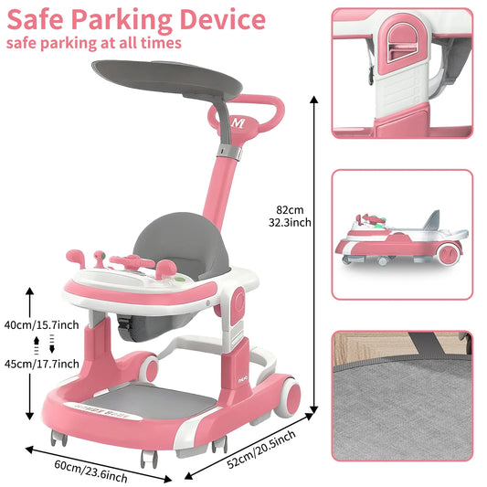 Multifunctional Baby Walker With Sunshade And Anti-Rollover Stroller