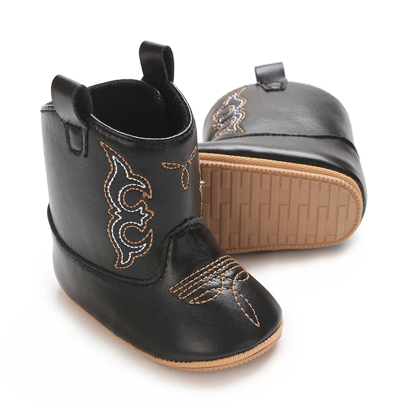 Leather Western Baby Boots Cowboy Booties Soft Sole Non Slip