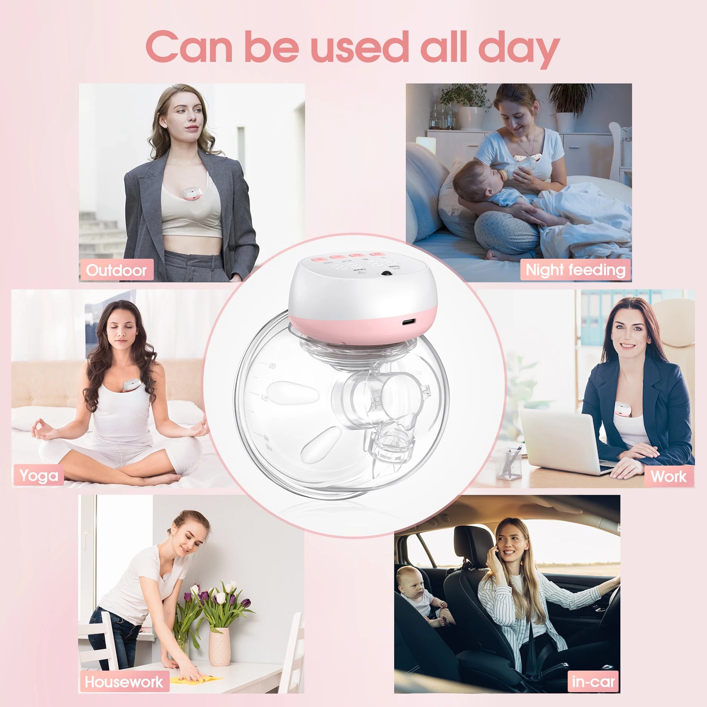 Electric Wearable Breast Pump USB Chargeable Silent Milk Extractor