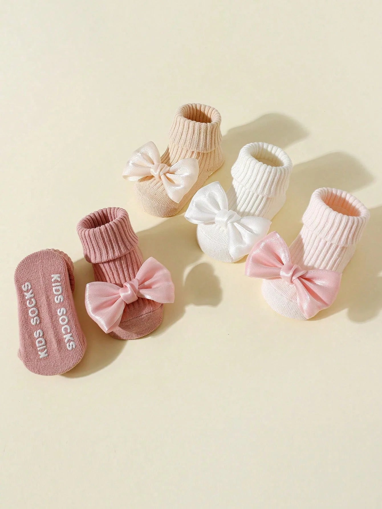 Soft Cotton Toddler Socks With Bows For Girls Anti Slip