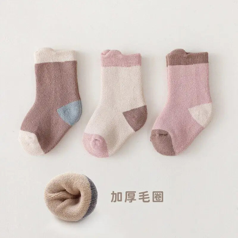 Baby Socks 3 Pack Thick Warm Cotton Polyester All Seasons Unisex