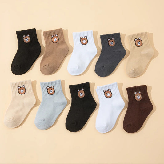 Cute Little Bear Socks Set For Babies Unisex All Seasons