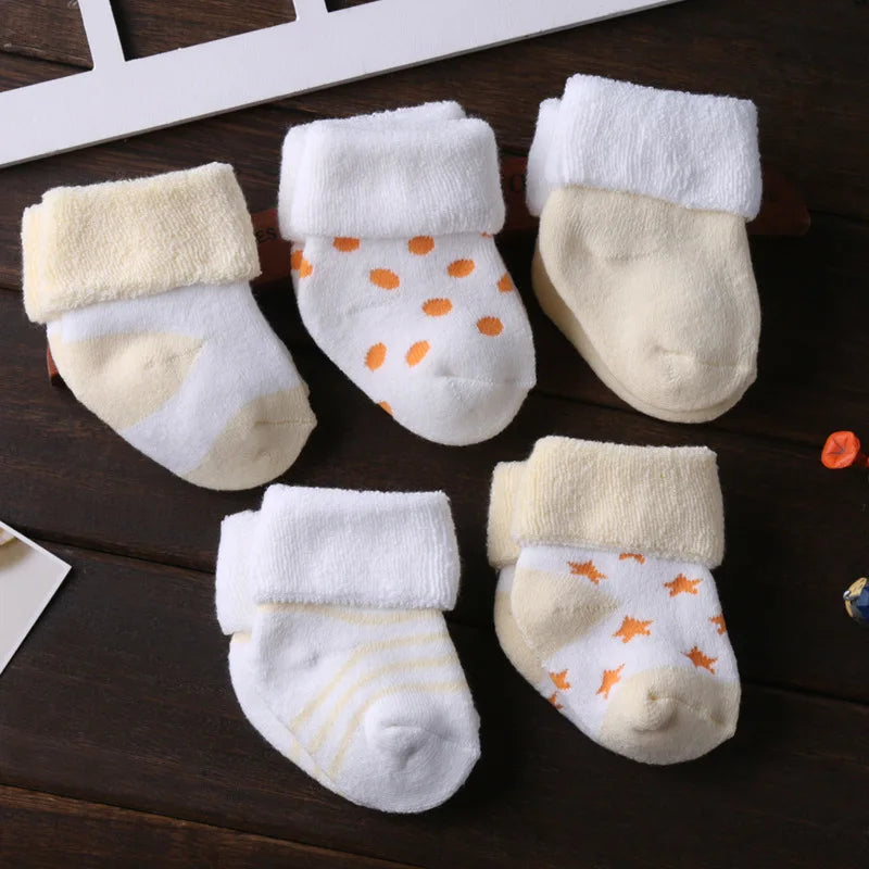 Unisex NonSkid Baby Socks 0-12 Months Cotton 5 Pairs