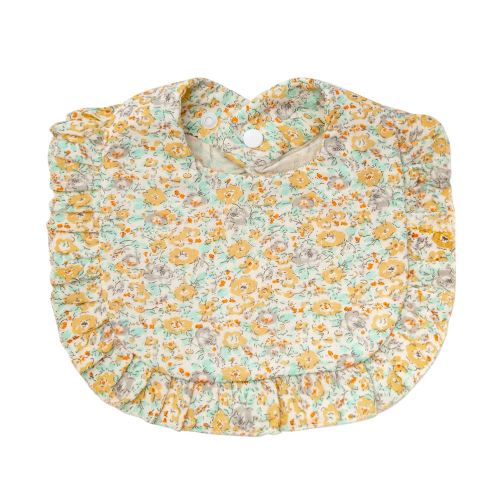 Flower Print Baby Bibs With Adjustable Snap Towel Burp Cloths
