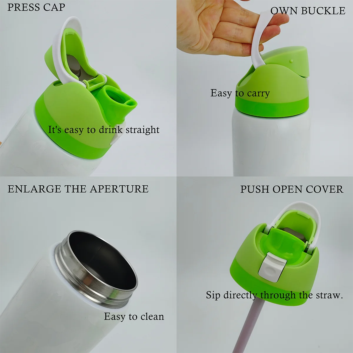Nightlight Ghost Stainless Steel Insulated Water Bottle with Straw