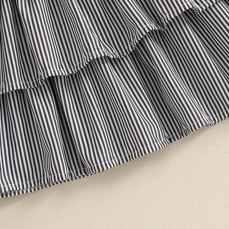 Toddler Sleeveless Striped A-Line Dress With Bowknot Detail