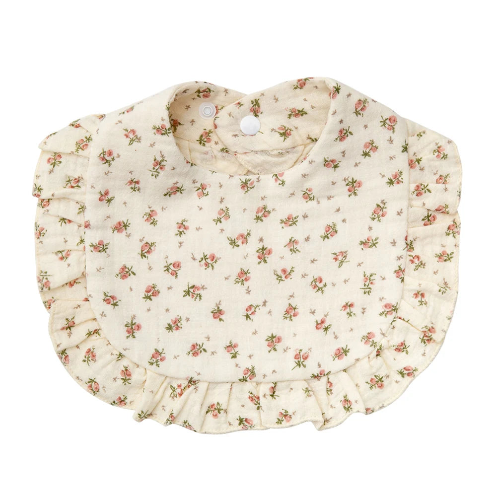 Flower Print Baby Bibs With Adjustable Snap Towel Burp Cloths
