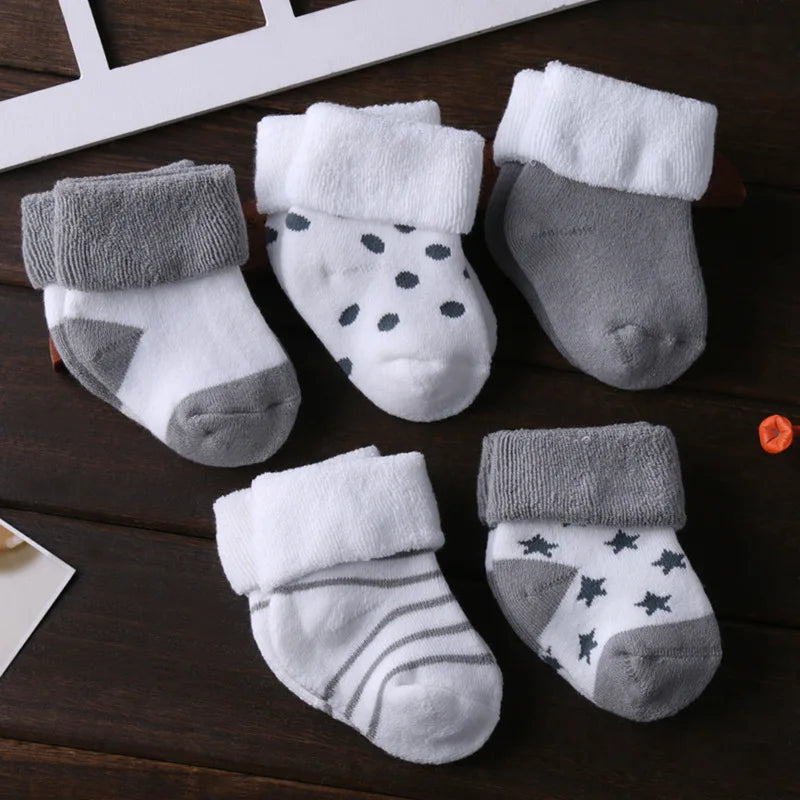 Unisex NonSkid Baby Socks 0-12 Months Cotton 5 Pairs
