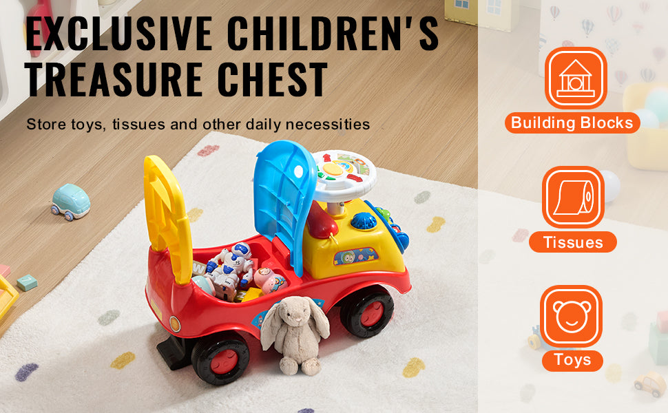 SucceBuy Toddler Ride On Push Car Sit To Stand Toy With Music Steering Wheel